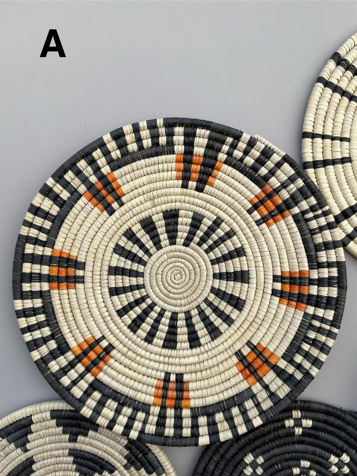 Black & White Woven wall basket decor set 6, Woven African Wall Baskets, Boho Wall Baskets, Basket Wall Hanging, Bohemian Wall Decor