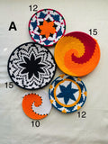 Set Of Nine Handwoven Wall Baskets, Colorful Wall Art, Wall Hanging Plates, Wall Decor, Boho Wall Basket, African Baskets, Sea Grass Baskets