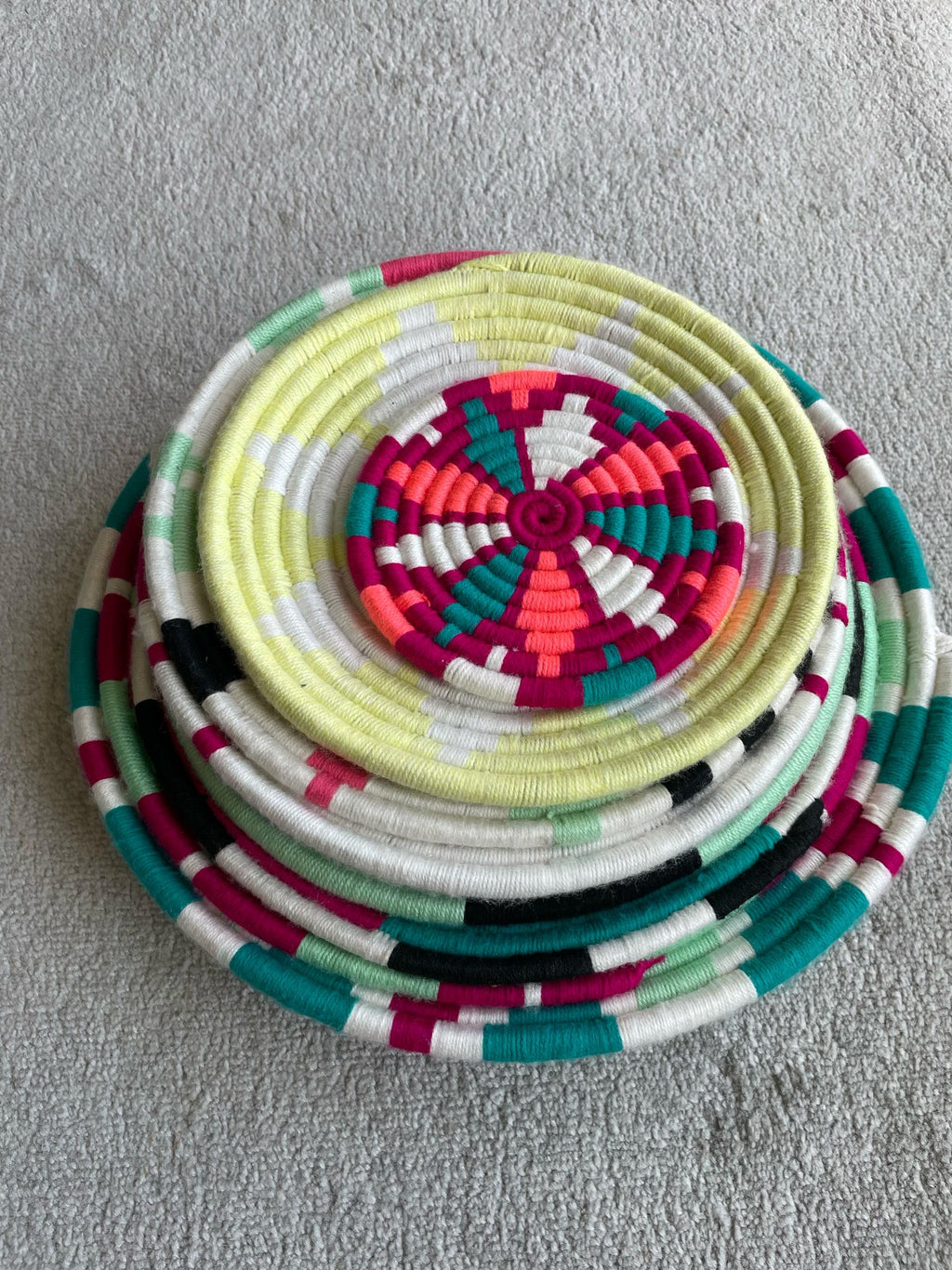 Set of 8 African Wall Baskets: Colorful Boho Wall Decor