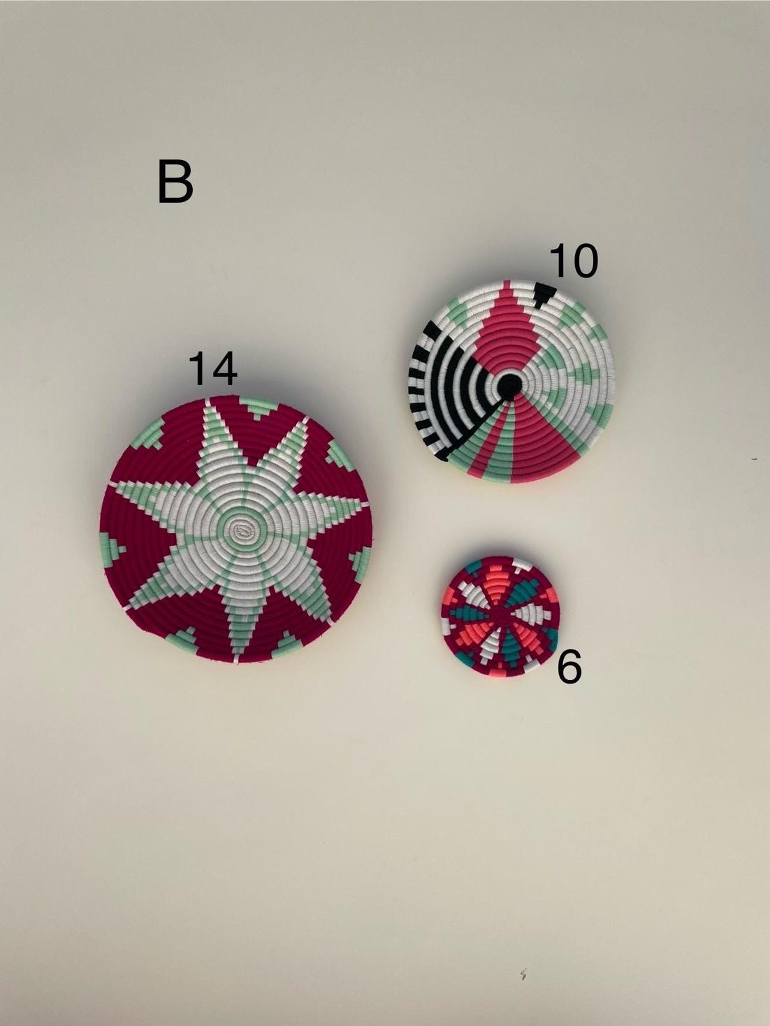 Green African Wall Basket Set: Boho Woven Wall Art Hangings