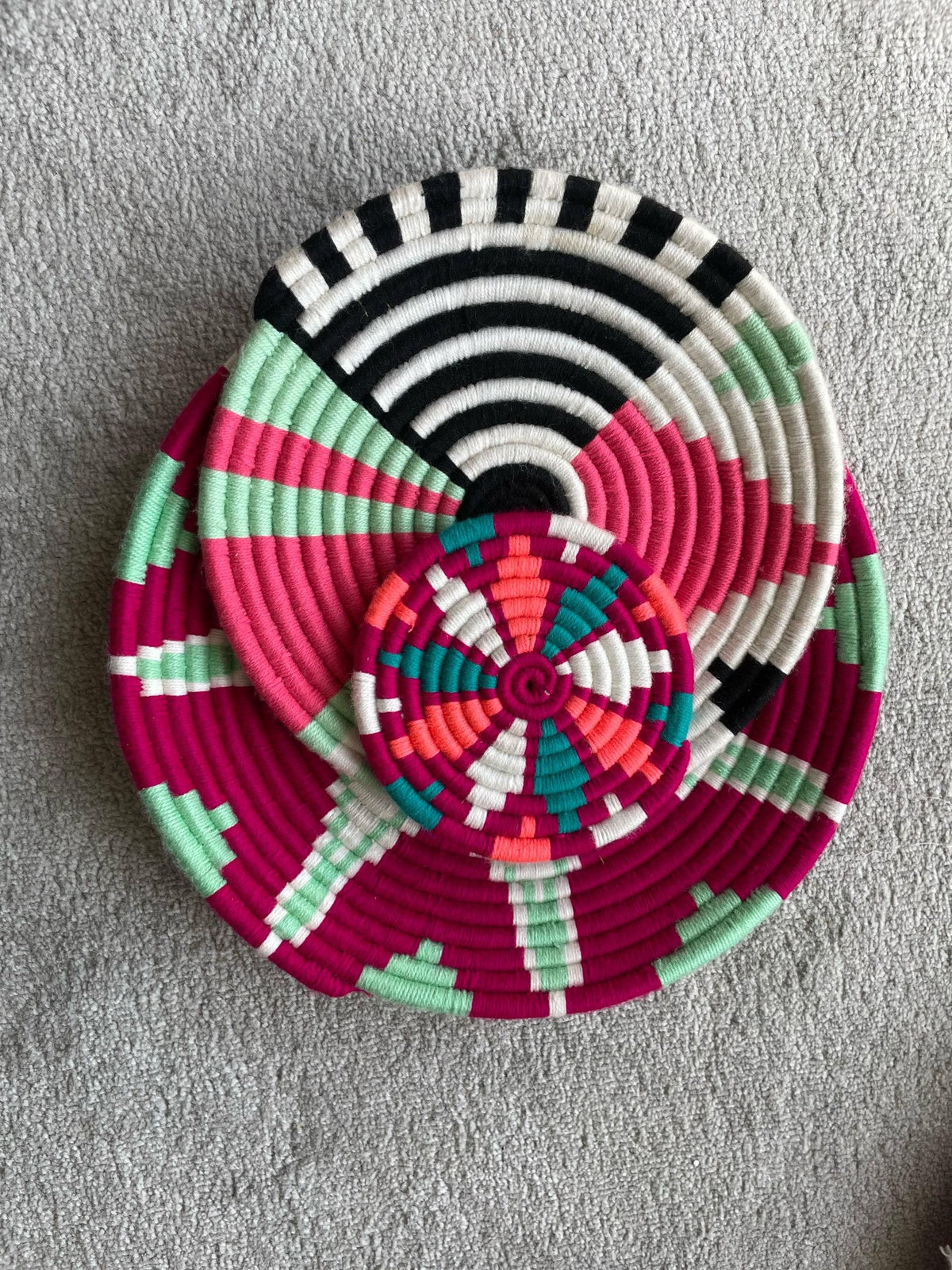 Set of 8 African Wall Baskets: Colorful Boho Wall Decor
