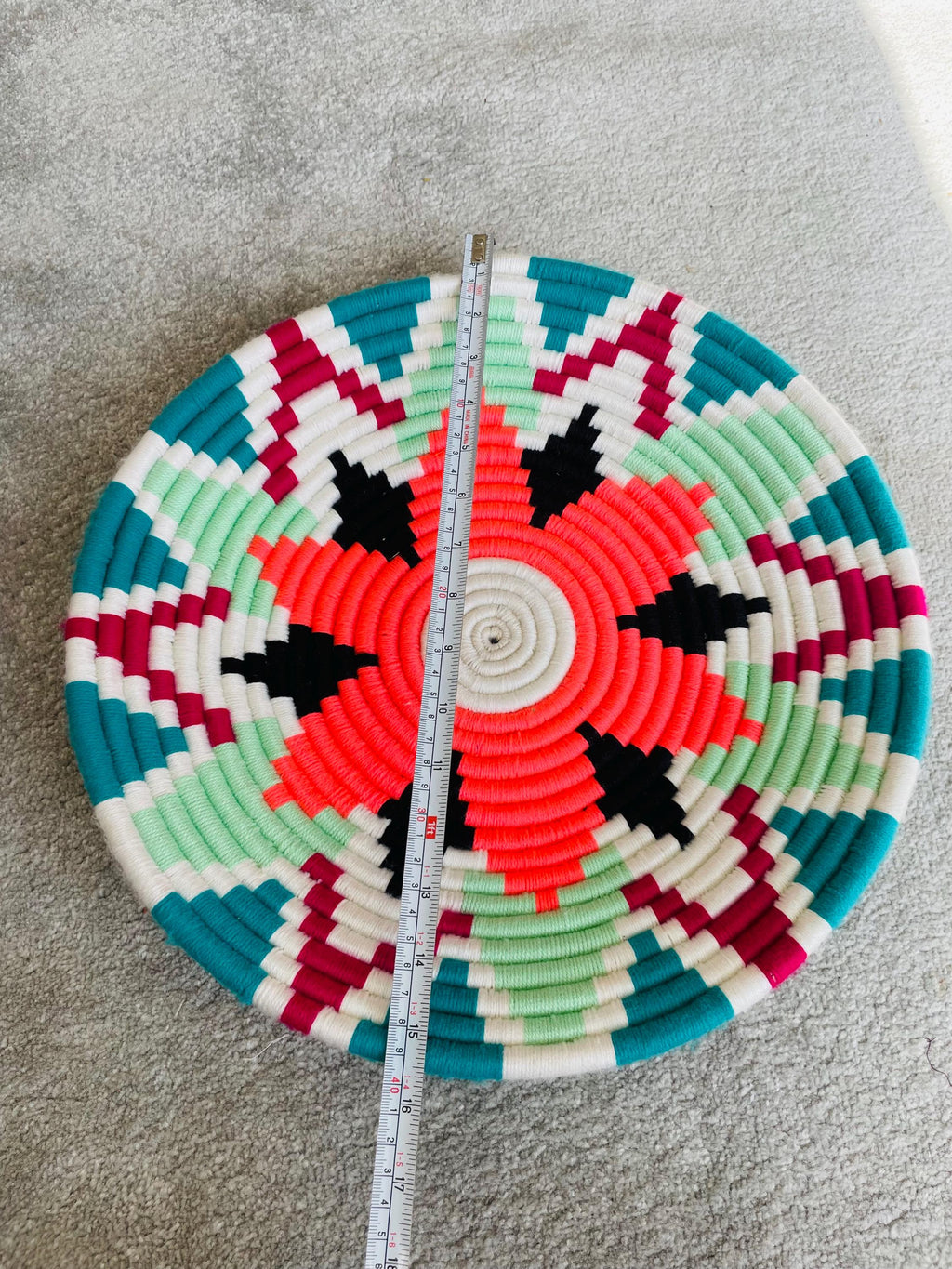 Green African Wall Basket: Boho Woven wall art, Ethnic Decor