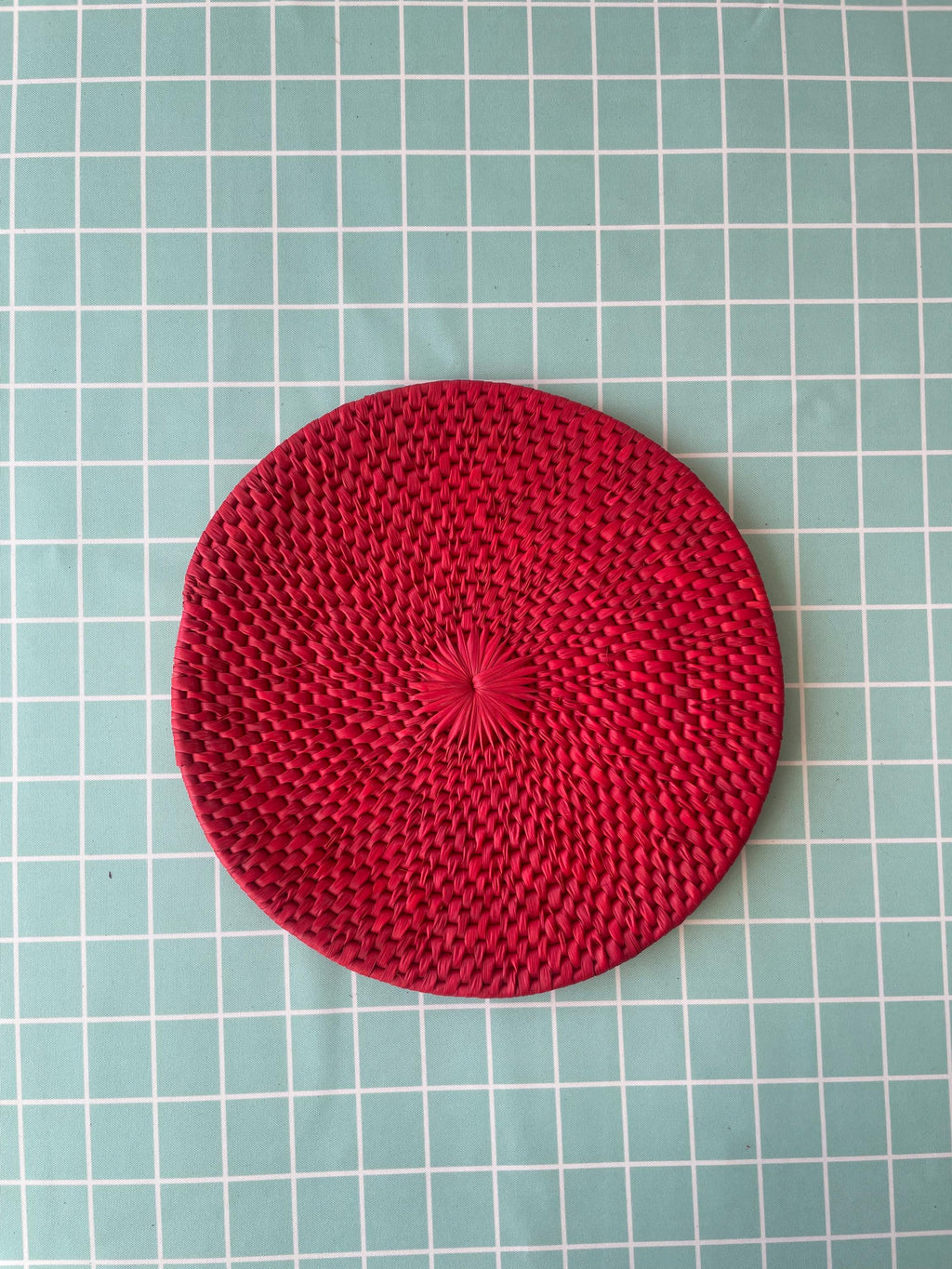 Red Woven Christmas Placemats: Farmhouse Holiday Table Decor