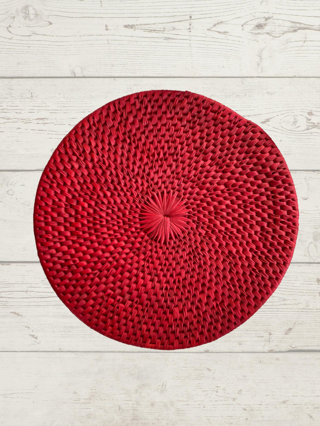 Red Woven Christmas Placemats: Farmhouse Holiday Table Decor