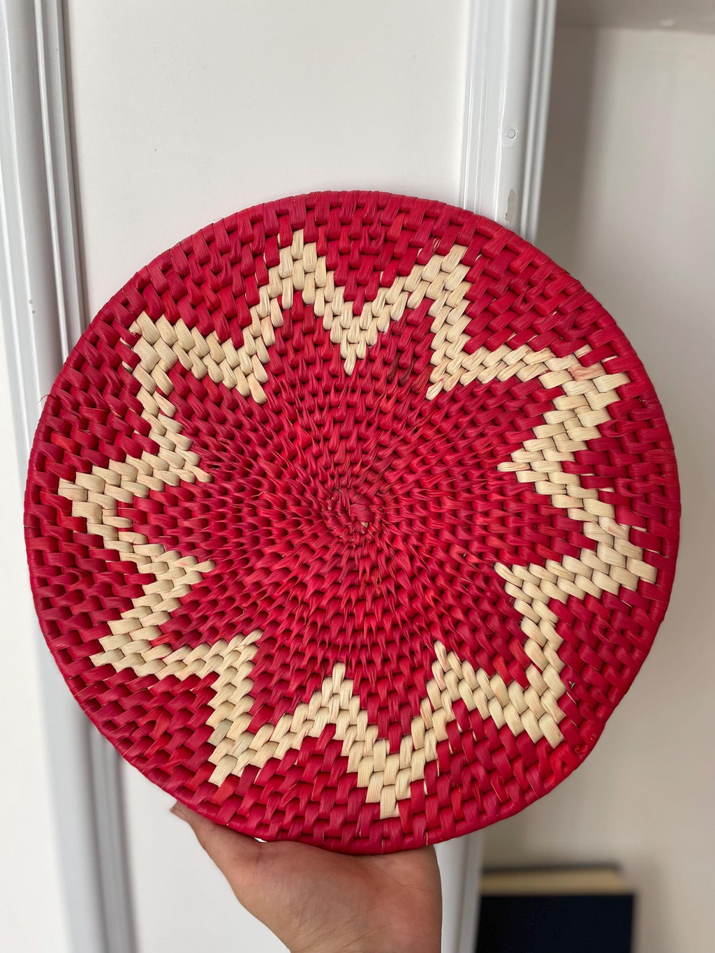 Christmas Red Placemats: Woven Holiday Table Decor (12 inches)