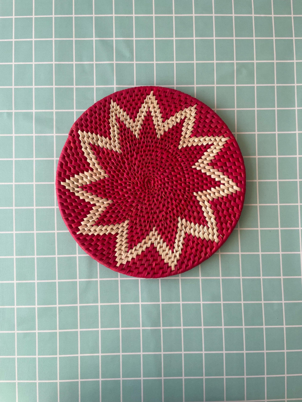 Christmas Red Placemats: Woven Holiday Table Decor (12 inches)