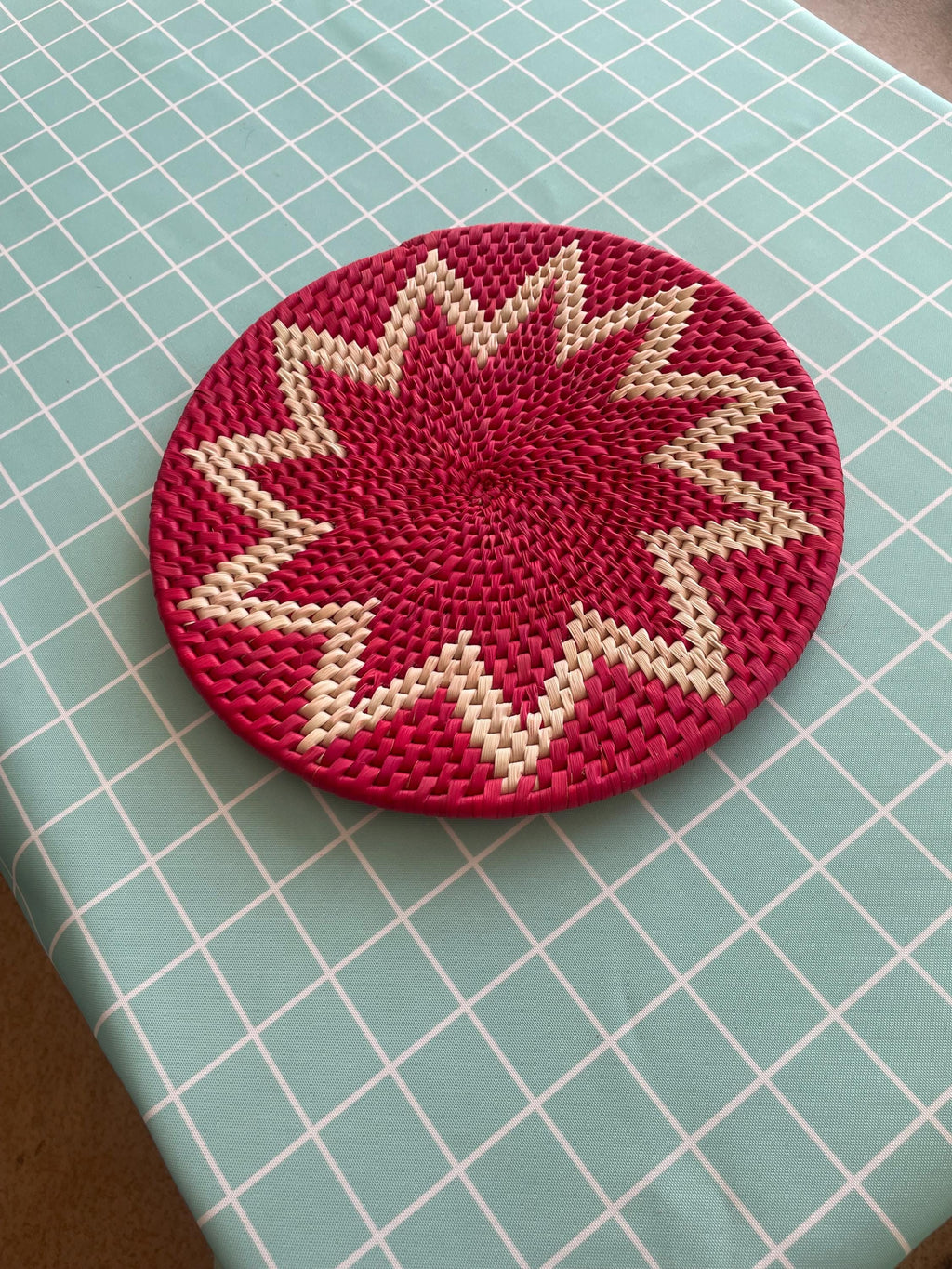 Christmas Red Placemats: Woven Holiday Table Decor (12 inches)