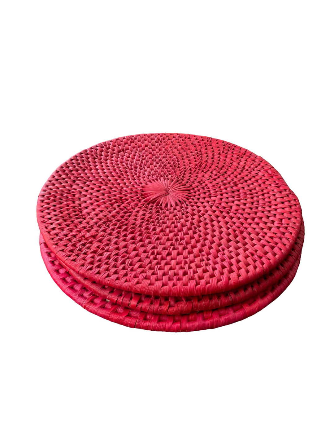 Red Woven Christmas Placemats: Farmhouse Holiday Table Decor