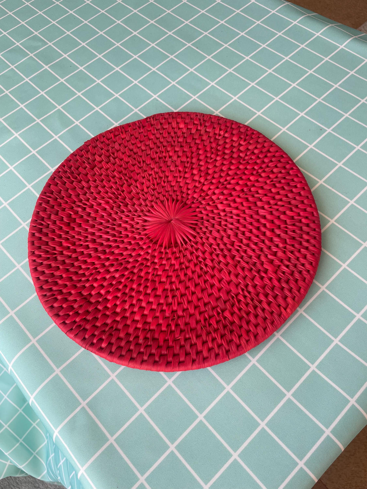 Red Woven Christmas Placemats: Farmhouse Holiday Table Decor