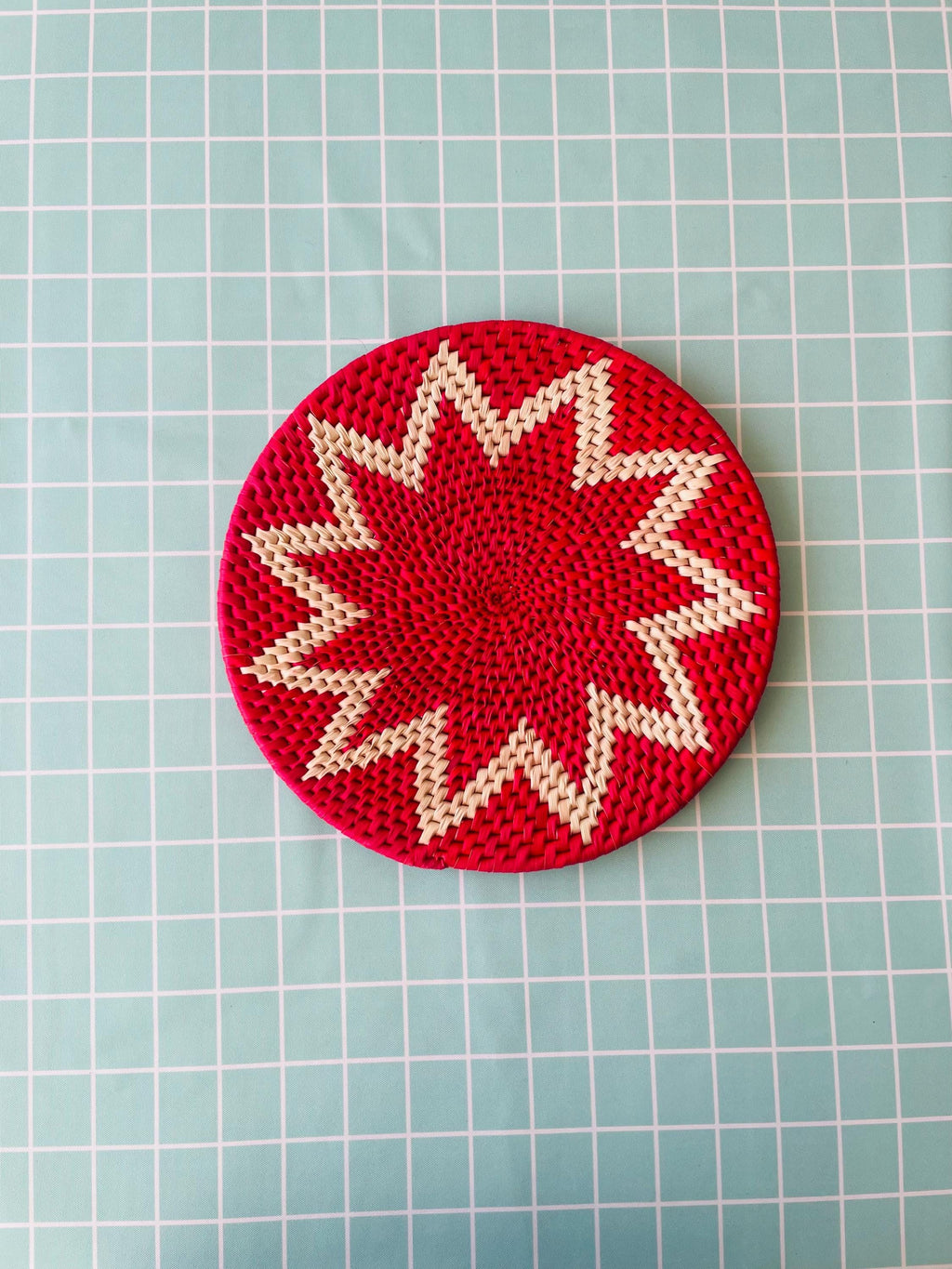 Christmas Red Placemats: Woven Holiday Table Decor (12 inches)
