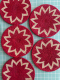 Christmas Red Placemats: Woven Holiday Table Decor (12 inches)