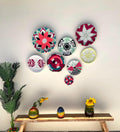 Set of 8 African Wall Baskets: Colorful Boho Wall Decor