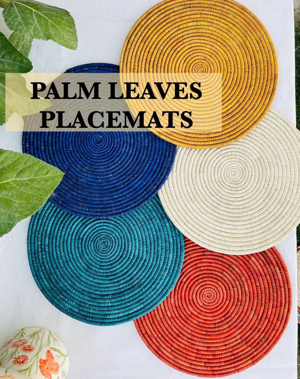 Hand Woven Round Placemat set of 6, Eco Friendly Rustic Wicker Handmade Table Mat, Made With Seagrass & Palm Leaves, Boho Table Decor, 14 in