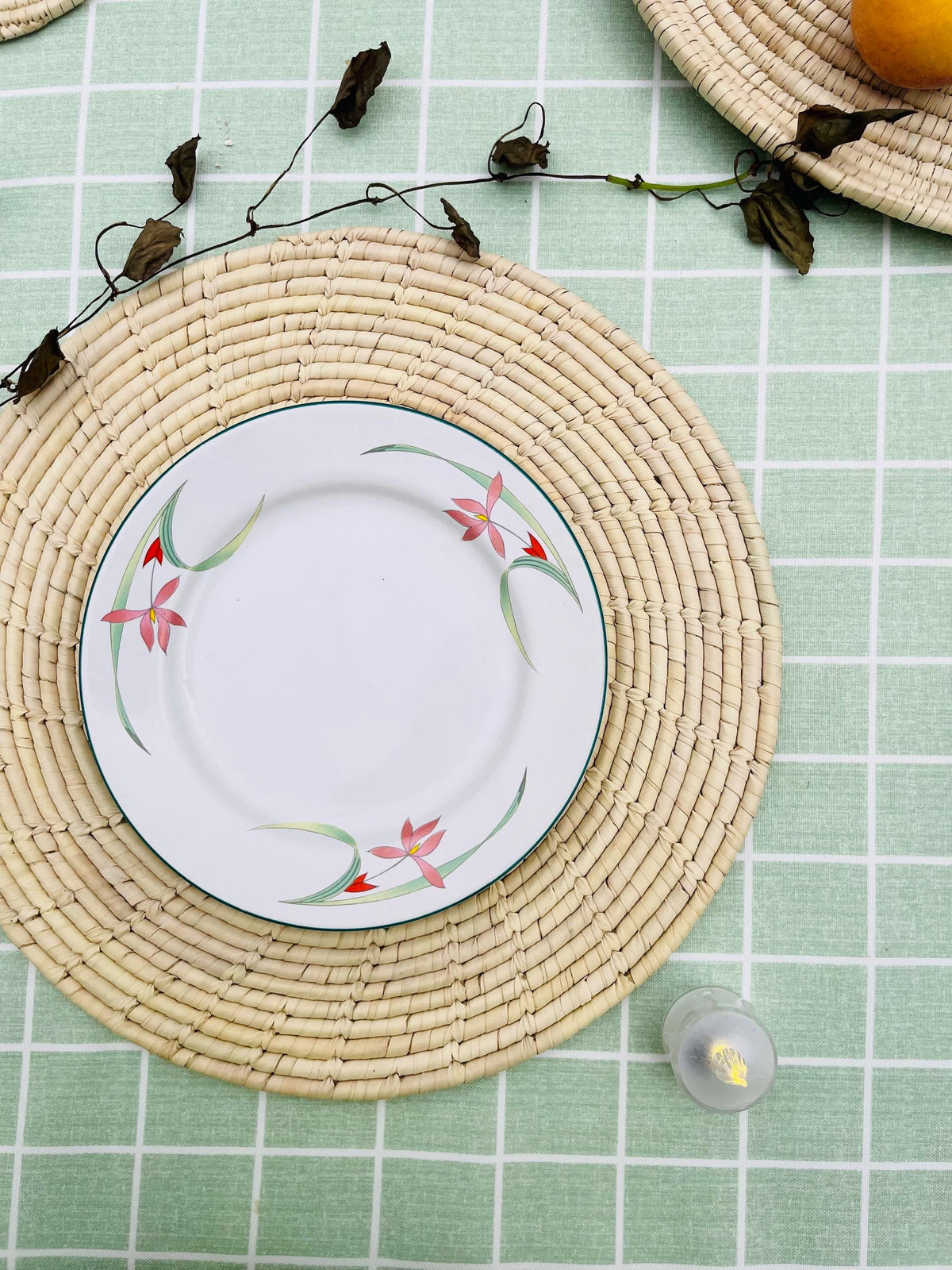 Hand Woven Round Palm Leaf Placemats, Boho Placemats For Table, Eco Friendly Place Mat For Natural Dining Decor, Bohemian tableware, 14 inch