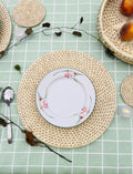 Set Of Handwoven Placemats, Boho Woven Charger Plates, Seagrass & Palm Leaf Round Placemat For Farmhouse Table, Rustic Wedding Table Decor