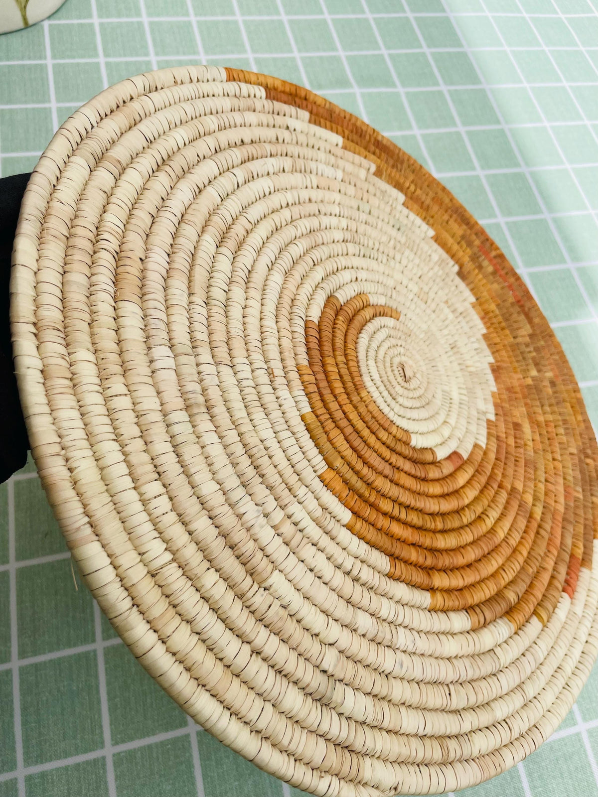 HandWoven Spiral Placemats, Orange Placemats Round, Boho Placemats Set, Eco Friendly Placemats, Rustic Placemat 14 in, Fall Table Decor