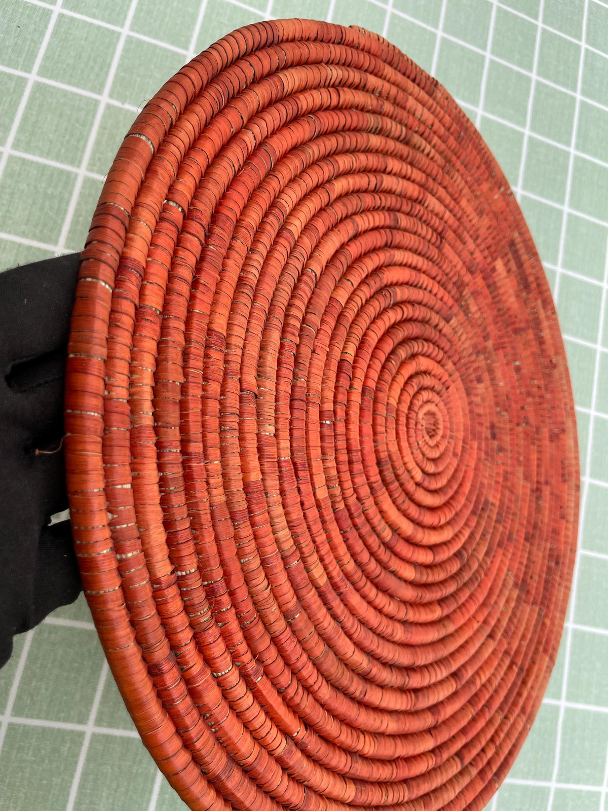 Boho Woven Palm Placemats: Terracotta Rustic Table Decor, 14 inch