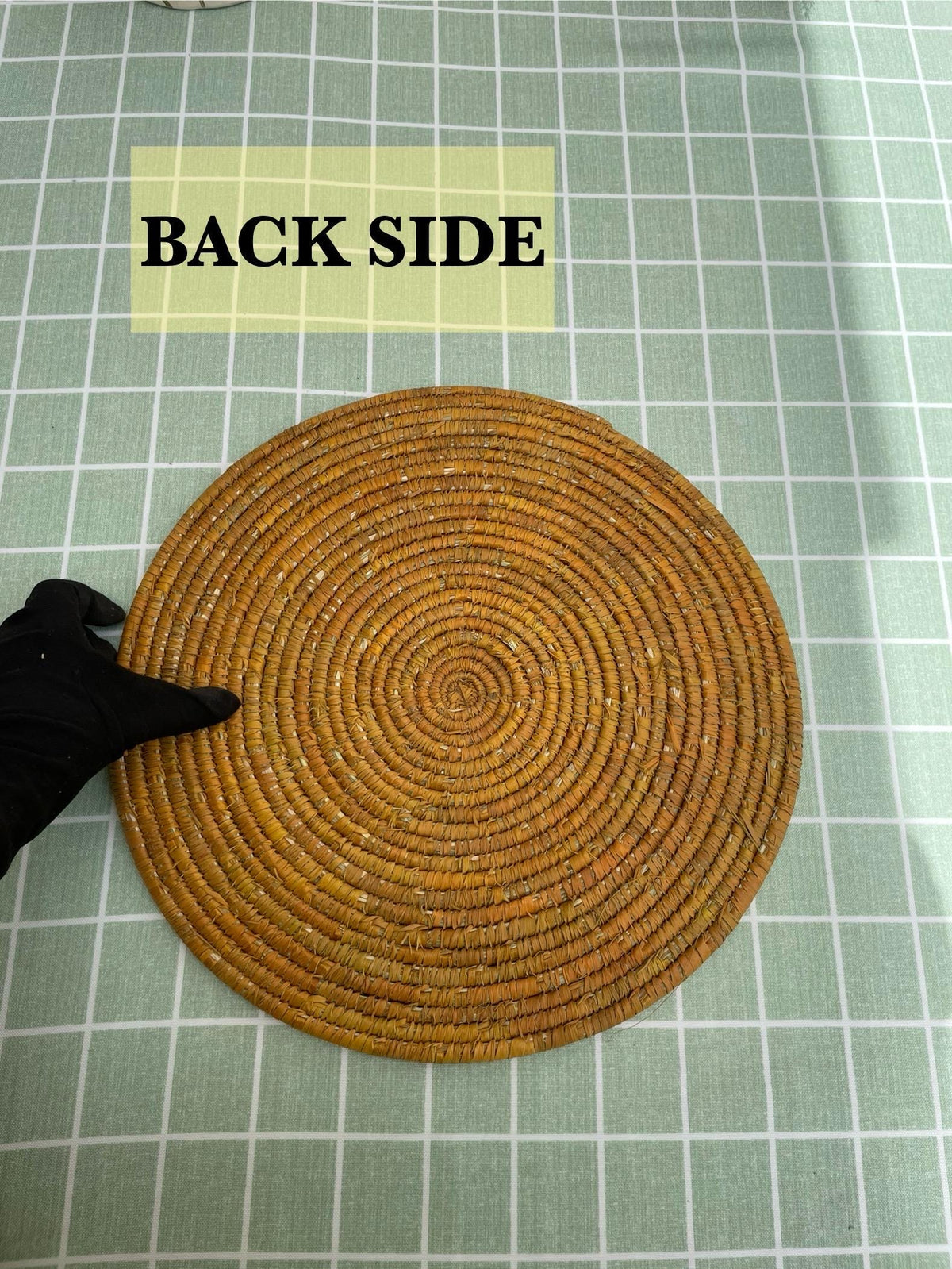 Boho Mustard Palm Leaf Placemats By Suzzi Homes: Round Hand Woven Rustic Thanksgiving Holiday Placemats, Bohemian Wedding Table Setting