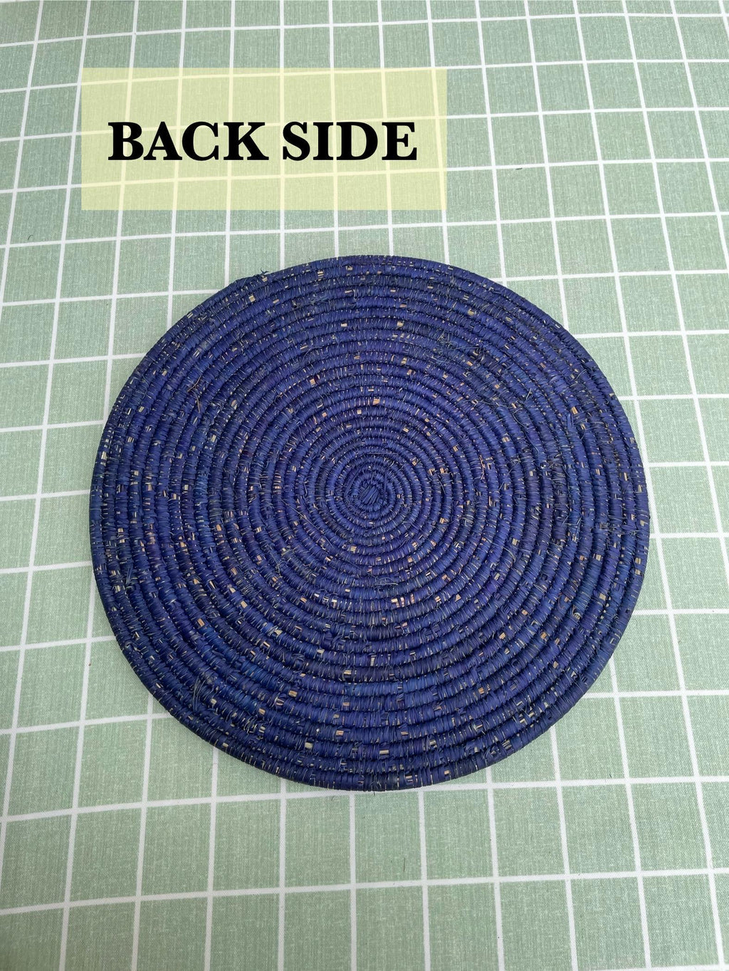 Boho Blue Palm Leaf Placemat Set: Woven Round Table Mat
