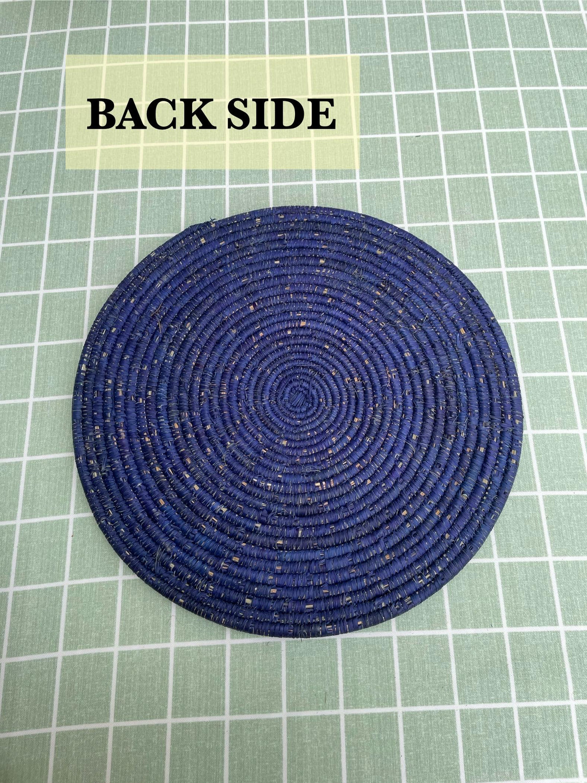 Boho Blue Palm Leaf Placemat Set: Woven Round Table Mat