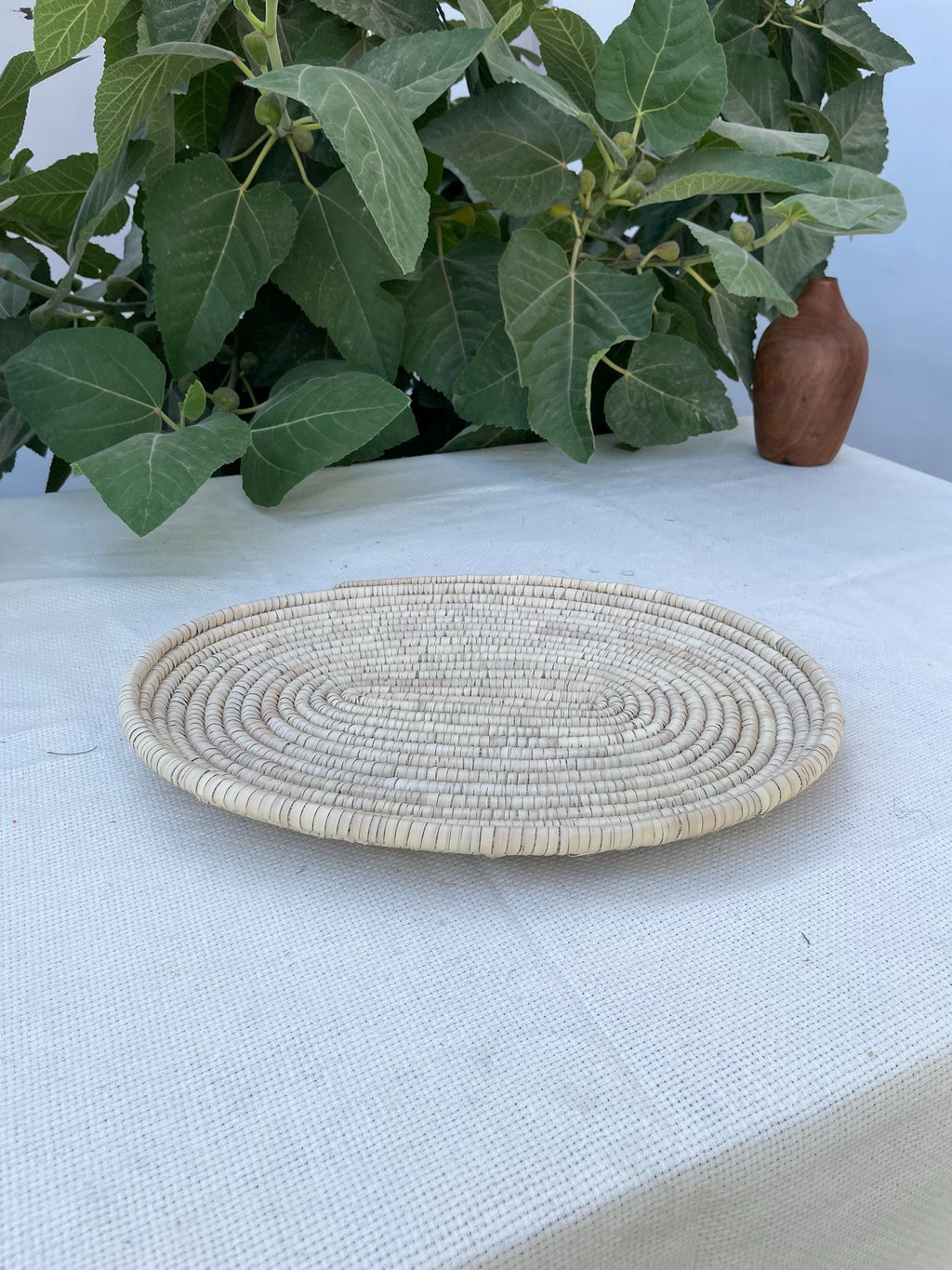Handmade Woven oval Palm Leaf Tray: Boho Table Decor, Fruit Tray