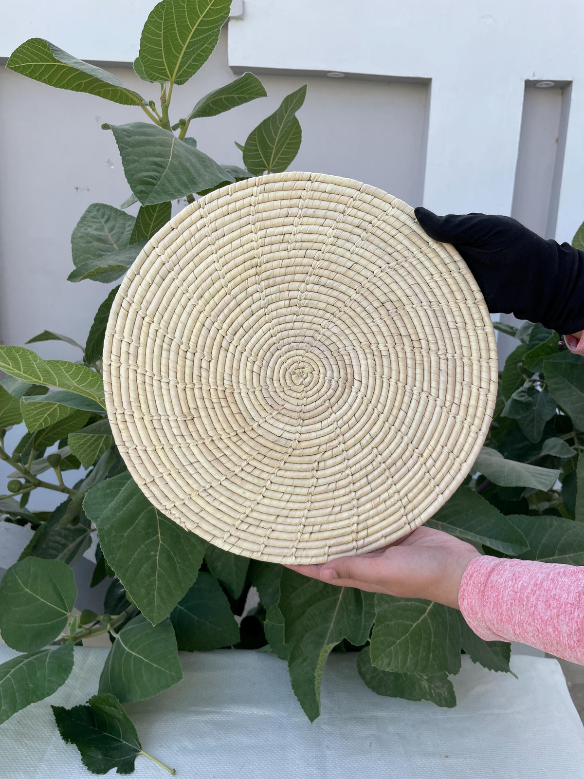 Hand Woven Round Palm Leaf Placemats, Boho Placemats For Table, Eco Friendly Place Mat For Natural Dining Decor, Bohemian tableware, 14 inch