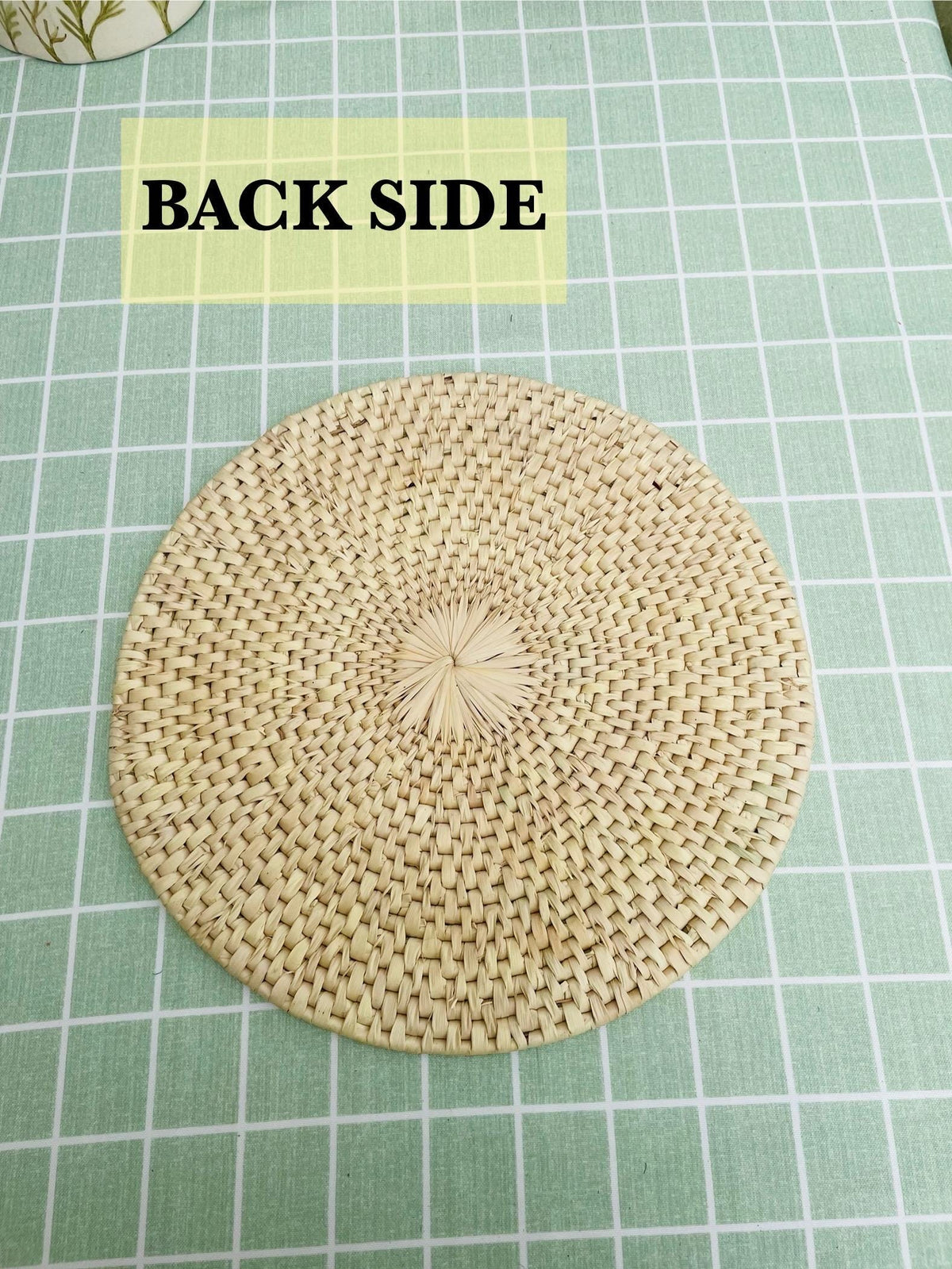 Set Of Handwoven Placemats, Boho Woven Charger Plates, Seagrass & Palm Leaf Round Placemat For Farmhouse Table, Rustic Wedding Table Decor