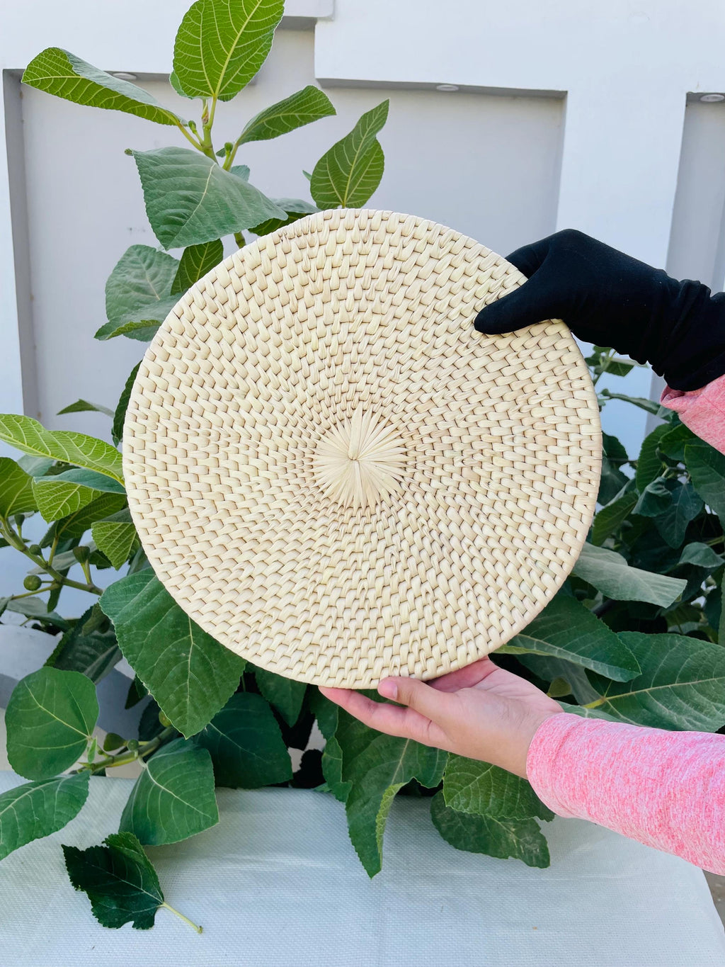 Set Of Handwoven Placemats, Boho Woven Charger Plates, Seagrass & Palm Leaf Round Placemat For Farmhouse Table, Rustic Wedding Table Decor