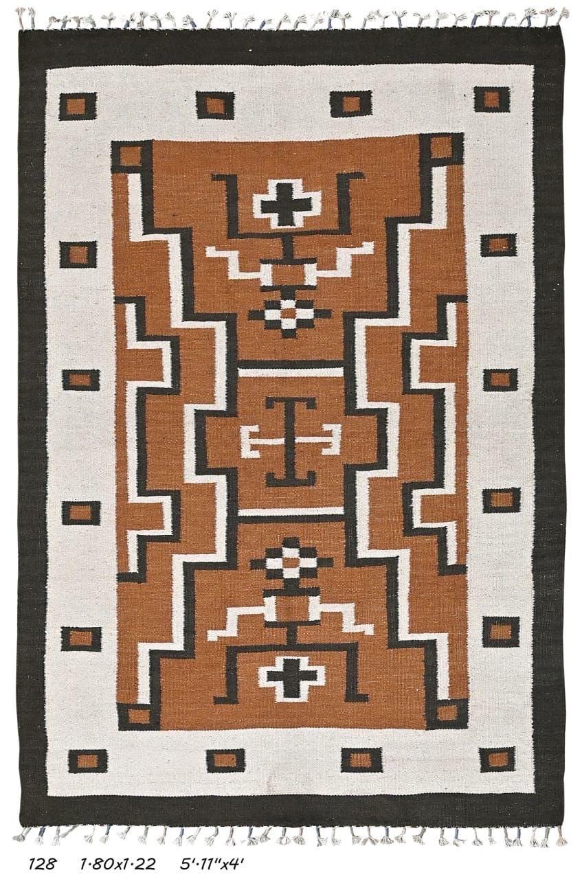 Midnight Mesa rusty brown Navajo rug by suzzi homes, native American rug, southwest style rug, geometric traditional wool rug, custom size