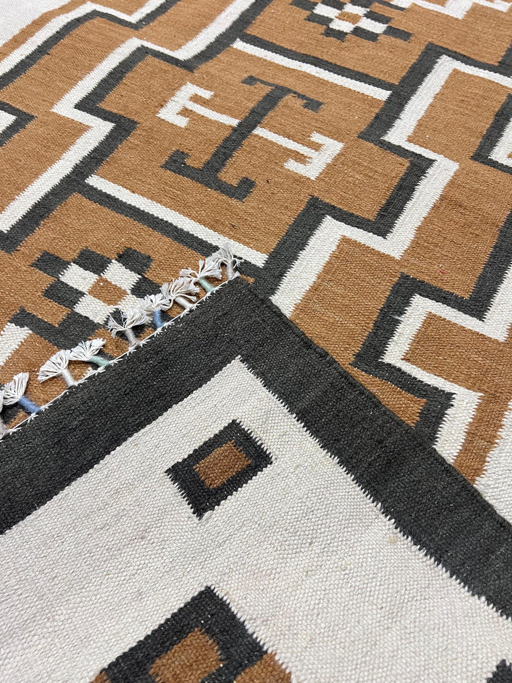 Midnight Mesa rusty brown Navajo rug by suzzi homes, native American rug, southwest style rug, geometric traditional wool rug, custom size