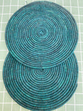 Boho palm leaf green placemats, natural placemat, round placemat, hand woven placemat, handmade placemat, table placemat, rustic table decor