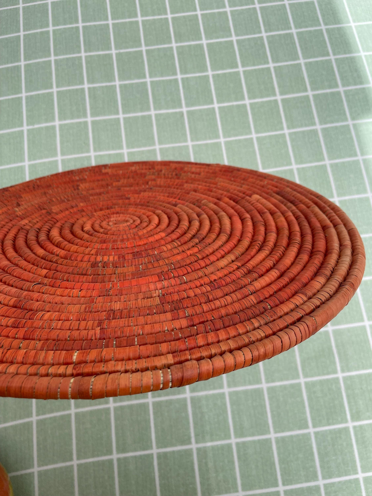 Boho Woven Palm Placemats: Terracotta Rustic Table Decor, 14 inch