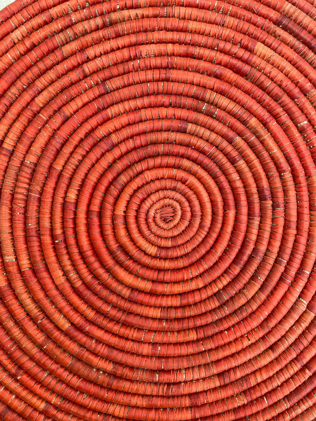 Boho Woven Palm Placemats: Terracotta Rustic Table Decor, 14 inch