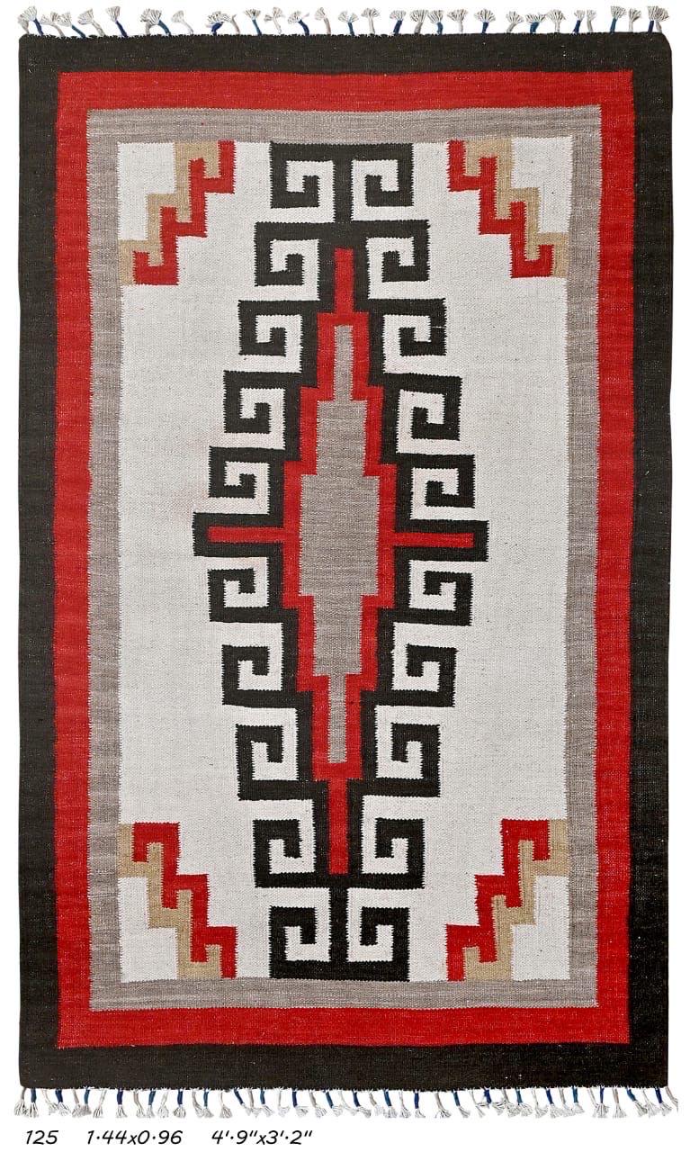 Desrt Totem Navajo Rug By Suzzi homes, Red & Black Navajo Kilim rug, Native American Rug, Traditional Wool Rug, 6x4, Boho Home Decor