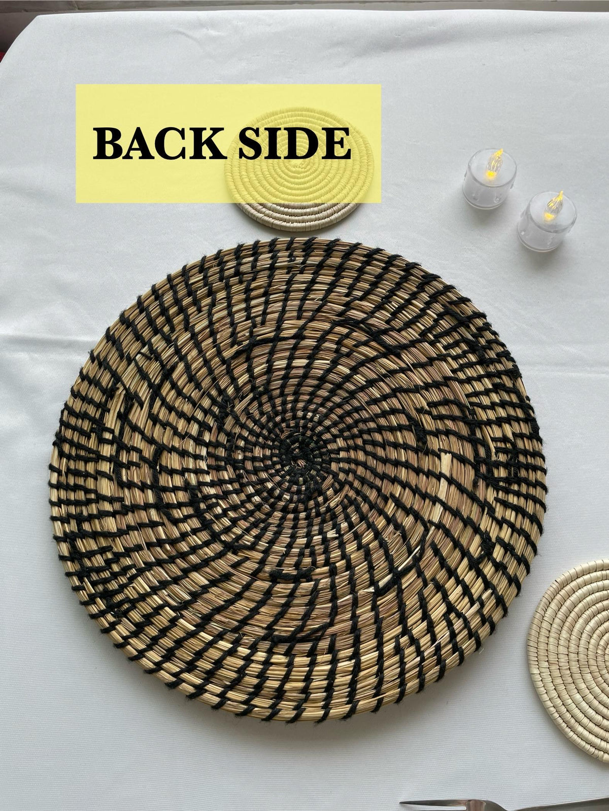 Handwoven Seagrass Round Placemats - Natural Boho Table Chargers for Rustic Dining Decor (14in)