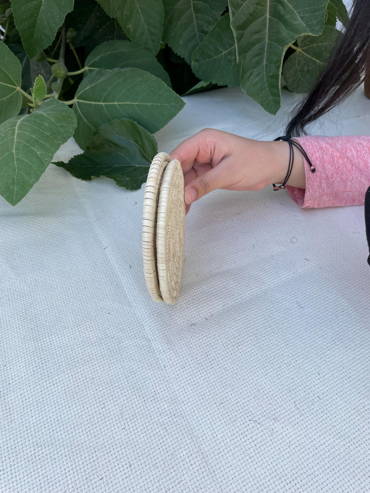 Handwoven Coasters Set of 6: Handmade Woven Cup Mats, 6 inch, boho coasters, eco friendly decor