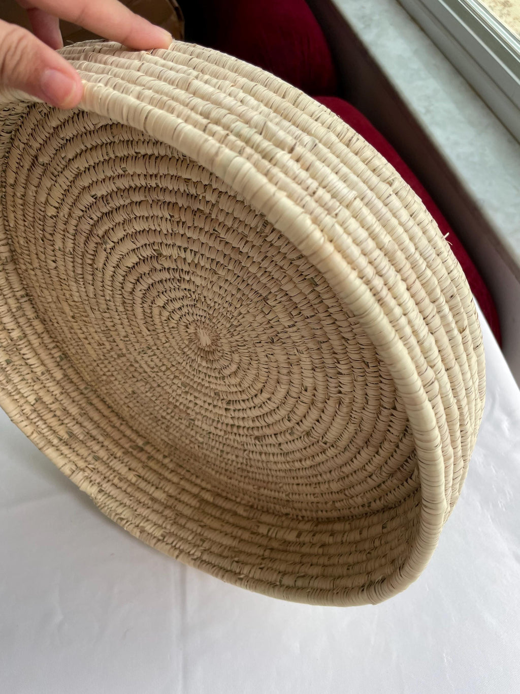Woven Palm Leaf Tray: Rustic Farmhouse Coffee Table Decor, 15 inch