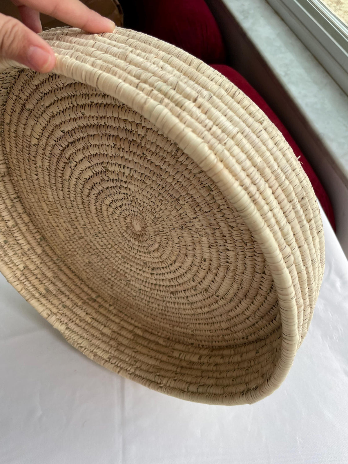 Woven Palm Leaf Tray: Rustic Farmhouse Coffee Table Decor, 15 inch
