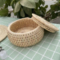 Handwoven Lid Basket By Suzzi Homes, Eco-Friendly Woven Basket with Lid, Rustic Storage Basket, Boho Decor, Fruit Storage, Organizer Basket