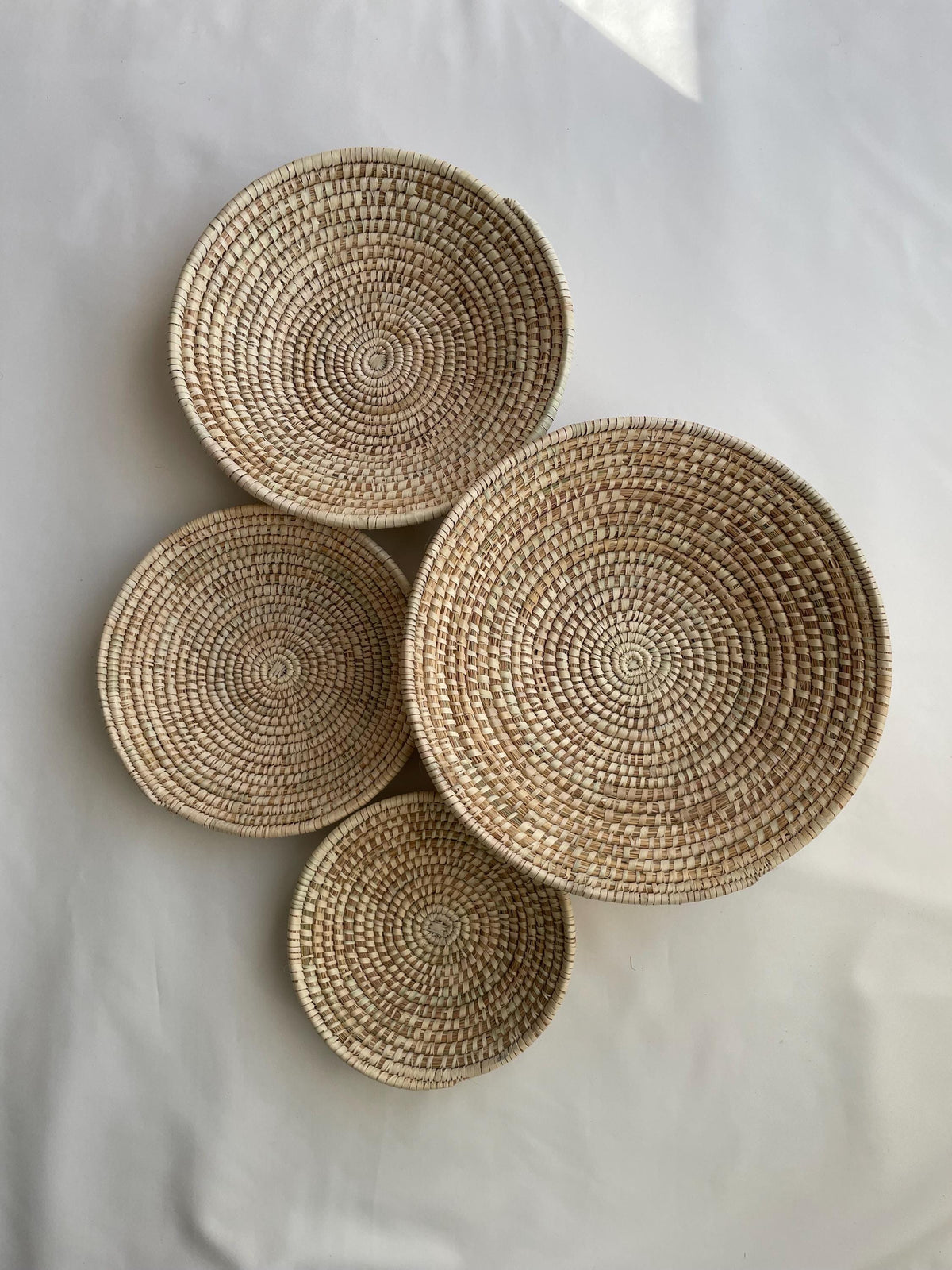Boho SeaGrass Wall Basket Set 12, Woven Natural Fiber Wall Art, Rustic Farmhouse & Minimalist Home Decor, Handmade Wall Hanging, Japandi Art
