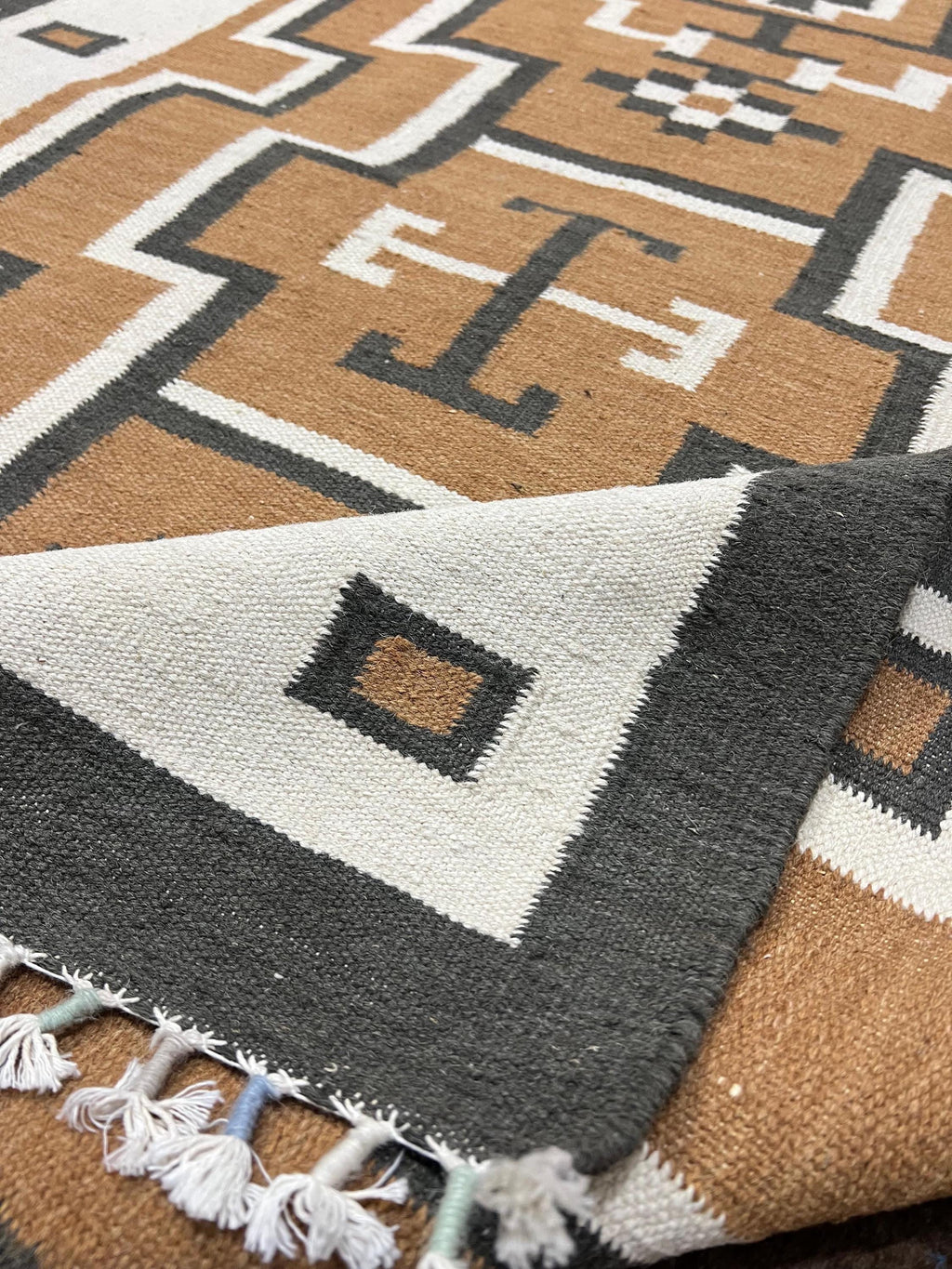 Midnight Mesa rusty brown Navajo rug by suzzi homes, native American rug, southwest style rug, geometric traditional wool rug, custom size