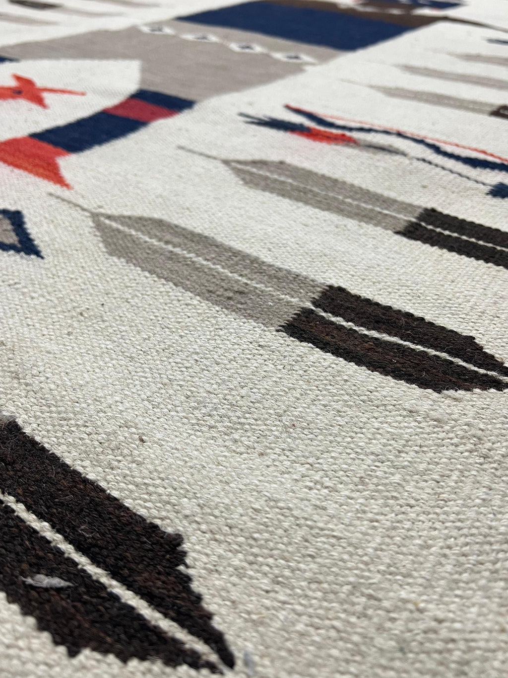 Spirit Of The Arrows native Navajo kilim rug, flatweave kilim dhurrie rug, southwest area yei rug, handmade Navajo wool rug for living room