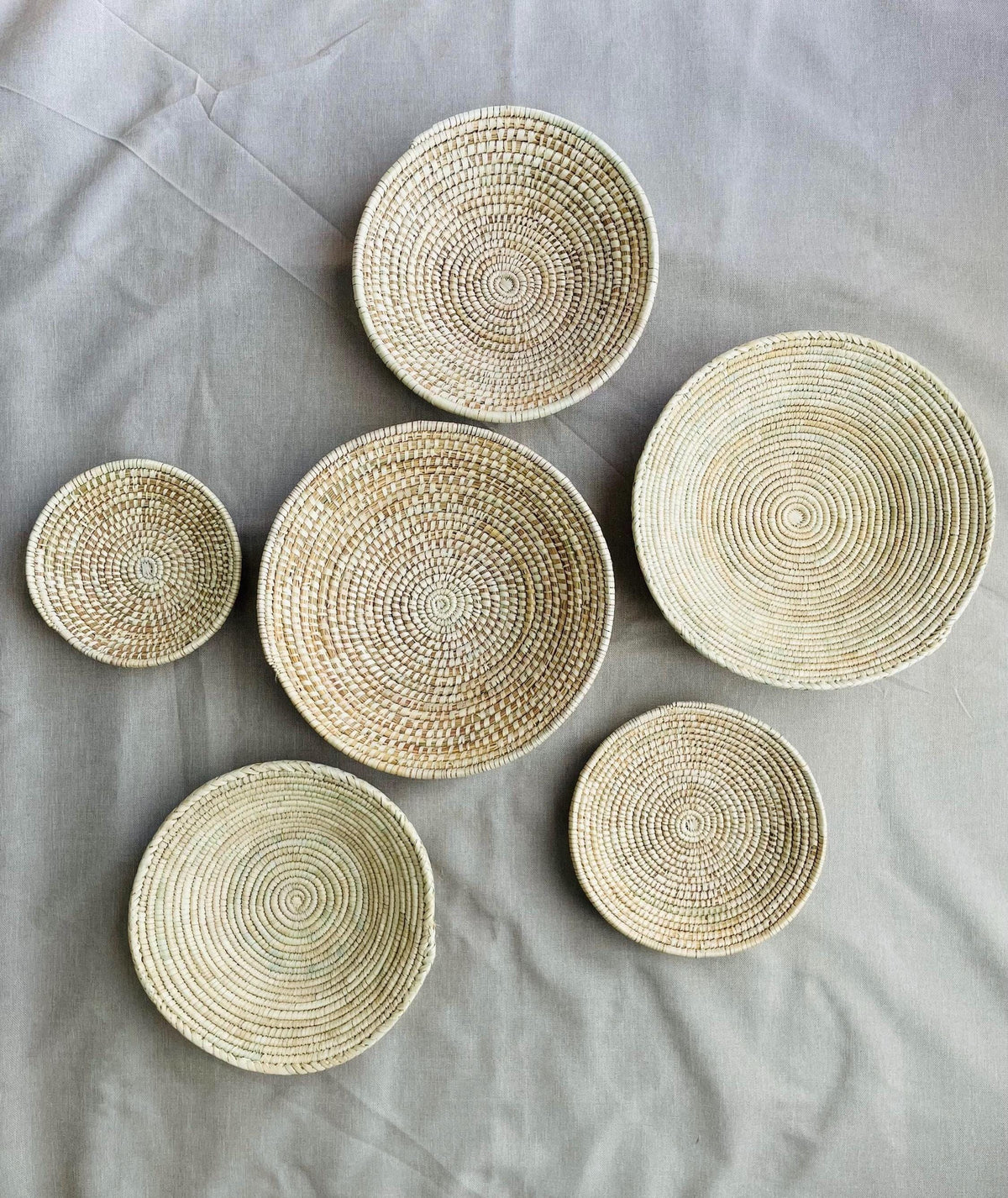 Boho SeaGrass Wall Basket Set 12, Woven Natural Fiber Wall Art, Rustic Farmhouse & Minimalist Home Decor, Handmade Wall Hanging, Japandi Art