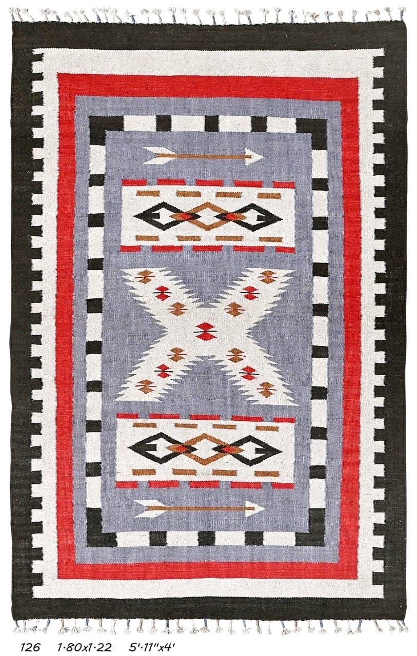 Desert Crossing Navajo Rug By Suzzi home, Earth Tone blue Navajo Kilim rug, Native American Rug, Traditional Wool Rug, 8x10, Boho Home Decor