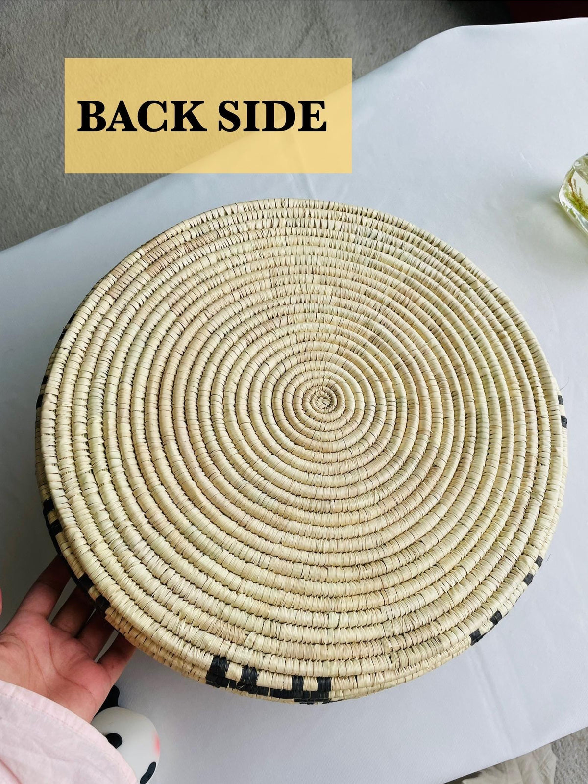 Woven Palm Leaf Tray: Rustic Farmhouse Ottoman Coffee Table Decor
