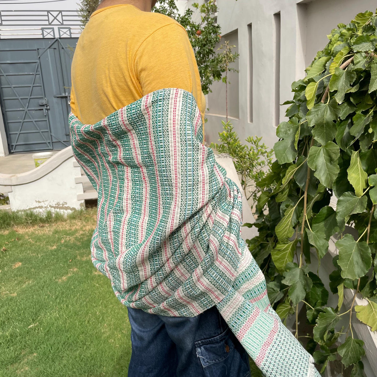Handwoven Cotton Rebozo Shawl: Traditional Pakistani Scarf, Labor Support