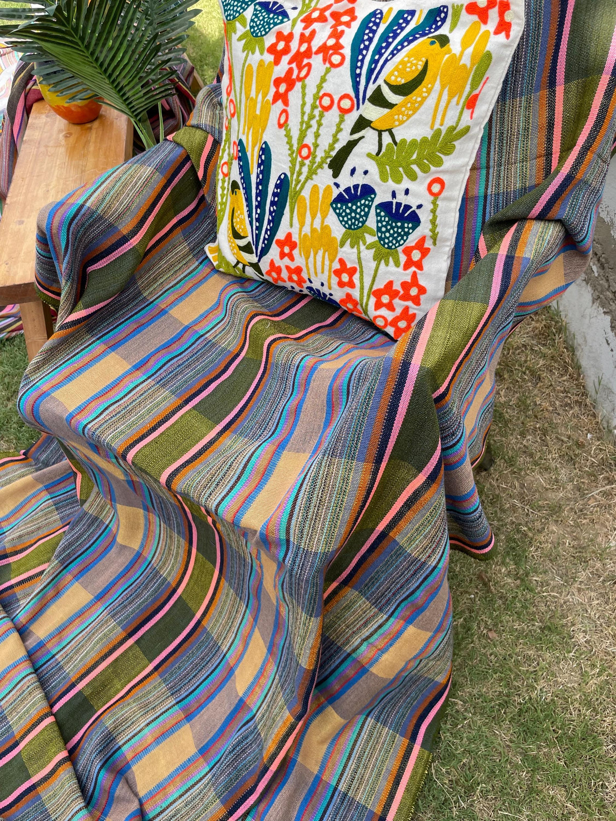 X large plaid throw blanket, woven throw for couch, chair & sofa, fall throw, colorful throw, Bed runner, funky throw for living room