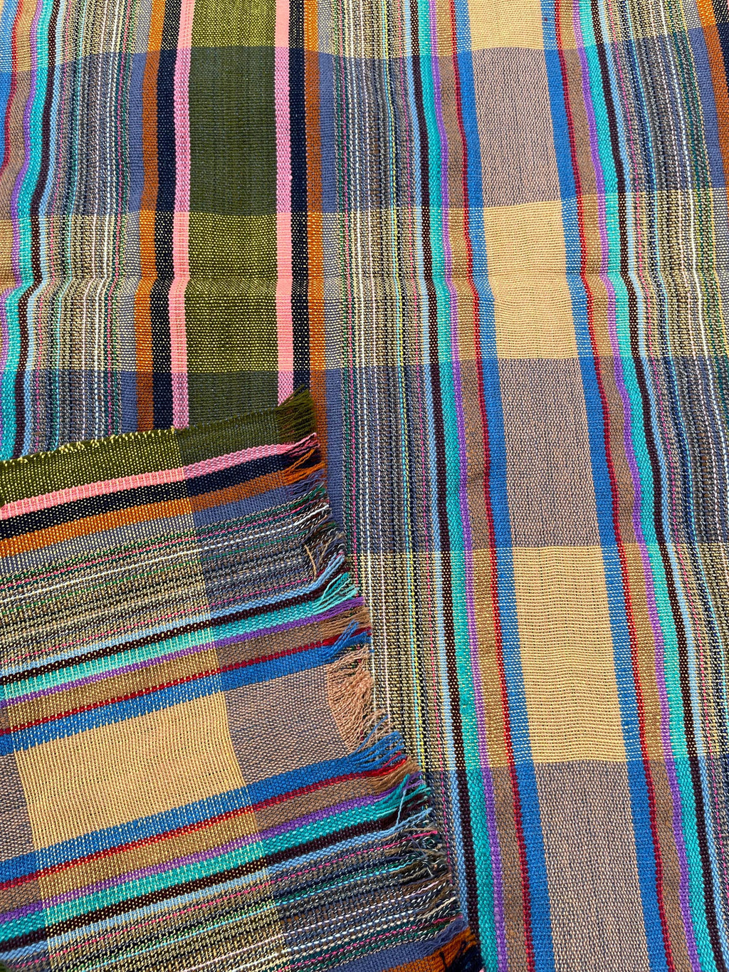 X large plaid throw blanket, woven throw for couch, chair & sofa, fall throw, colorful throw, Bed runner, funky throw for living room