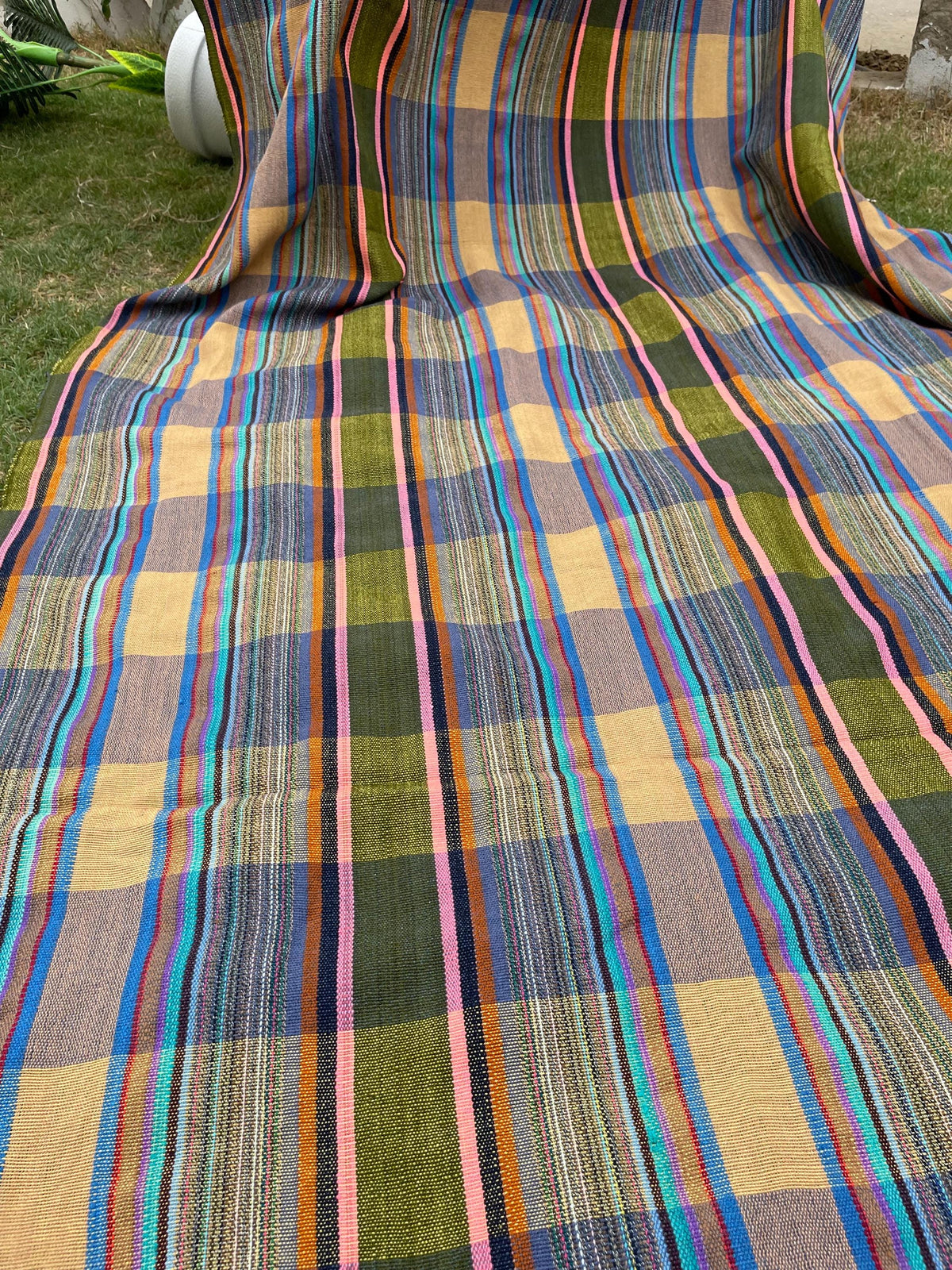 X large plaid throw blanket, woven throw for couch, chair & sofa, fall throw, colorful throw, Bed runner, funky throw for living room