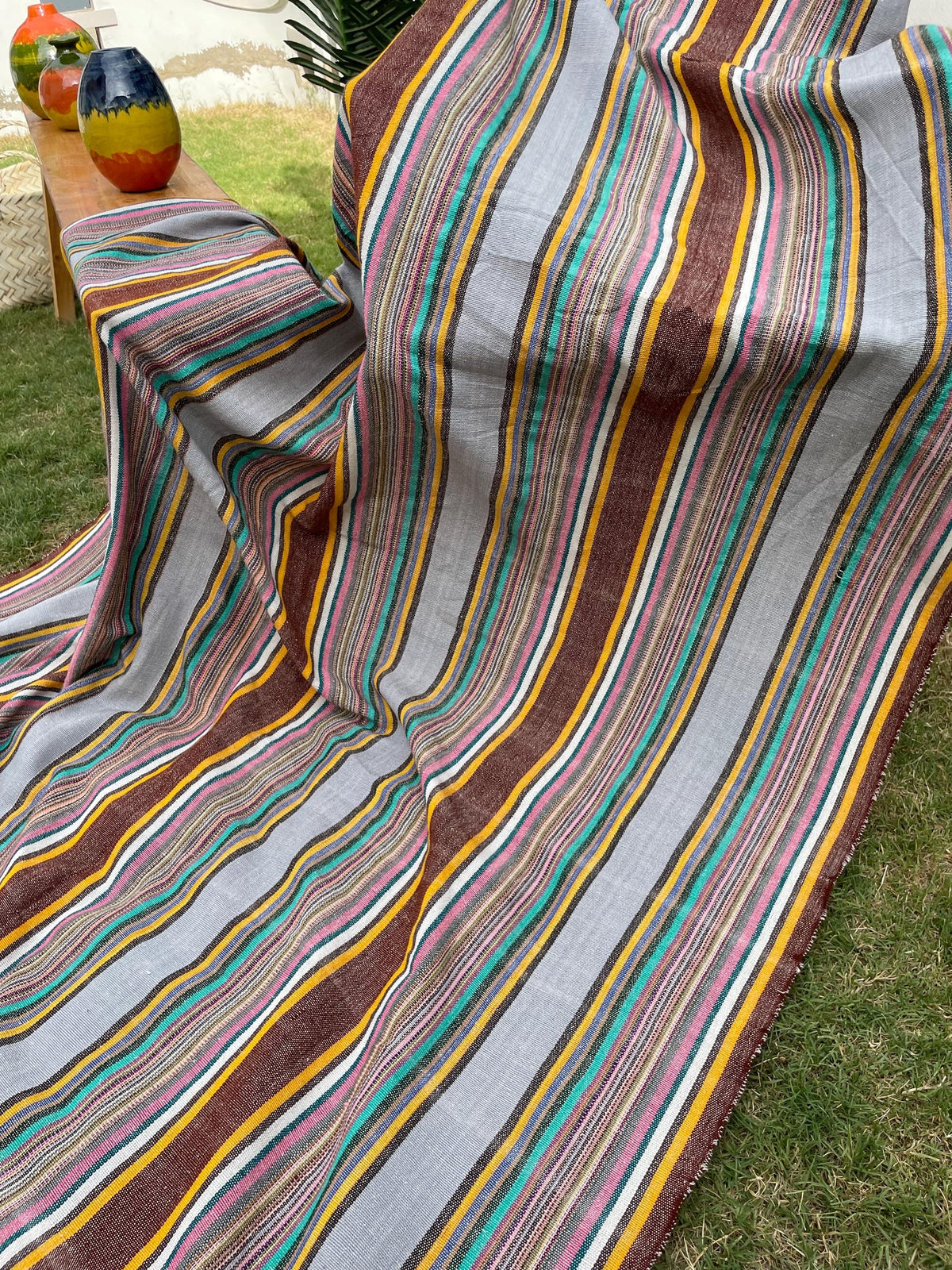 X large striped throw blanket, woven throw for couch, chair & sofa, Fall throw, colorful throw, Bed runner, funky throw for living room